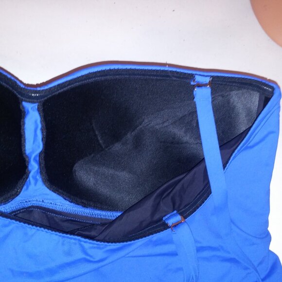 La Blanca Swim Tankini Top 20W Blue Solid Tummy Control Lightly Lined Wireless N - Picture 9 of 10
